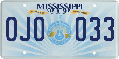 MS license plate OJO033