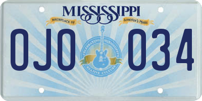 MS license plate OJO034