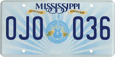 MS license plate OJO036