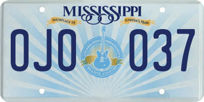 MS license plate OJO037