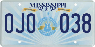 MS license plate OJO038
