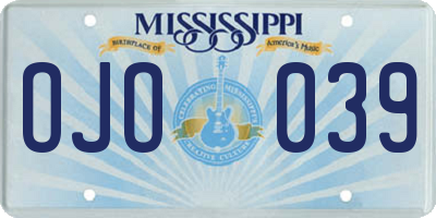 MS license plate OJO039