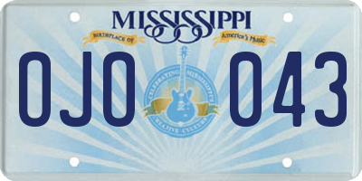 MS license plate OJO043
