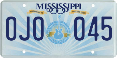 MS license plate OJO045