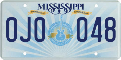 MS license plate OJO048