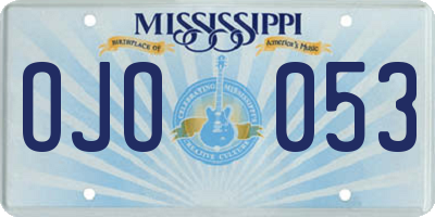 MS license plate OJO053