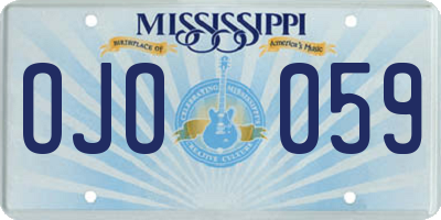 MS license plate OJO059
