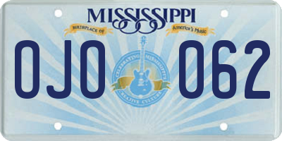 MS license plate OJO062