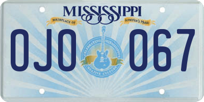 MS license plate OJO067