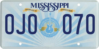 MS license plate OJO070