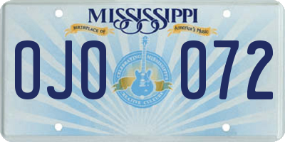 MS license plate OJO072