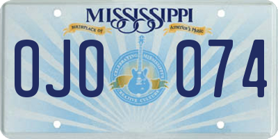 MS license plate OJO074