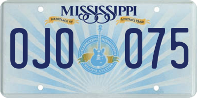 MS license plate OJO075