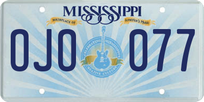 MS license plate OJO077