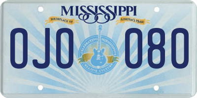 MS license plate OJO080
