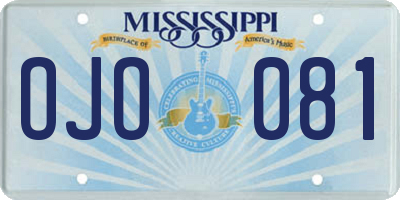 MS license plate OJO081