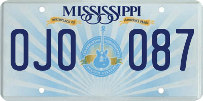 MS license plate OJO087