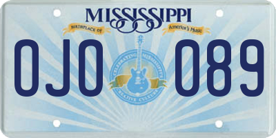 MS license plate OJO089