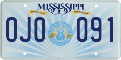 MS license plate OJO091