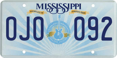 MS license plate OJO092