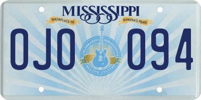 MS license plate OJO094