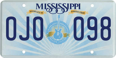 MS license plate OJO098