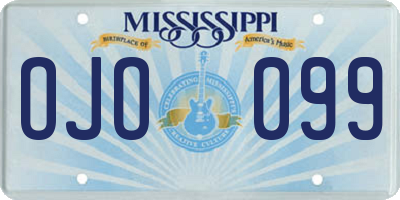 MS license plate OJO099