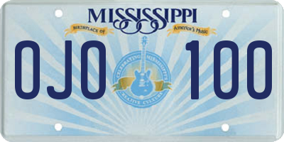 MS license plate OJO100