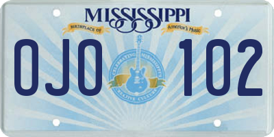 MS license plate OJO102