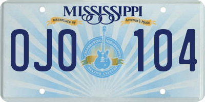 MS license plate OJO104