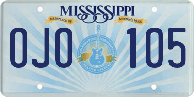 MS license plate OJO105