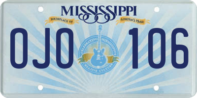 MS license plate OJO106