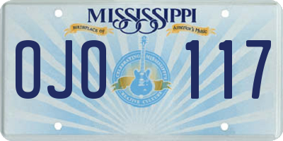 MS license plate OJO117