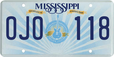 MS license plate OJO118
