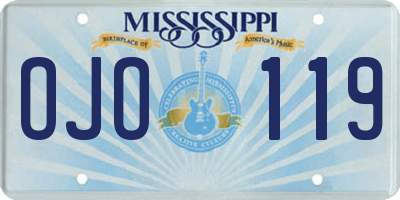 MS license plate OJO119