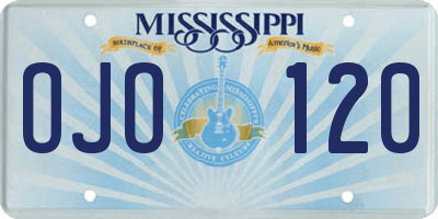 MS license plate OJO120
