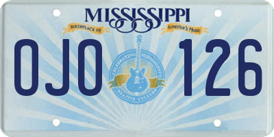 MS license plate OJO126