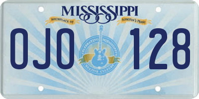 MS license plate OJO128
