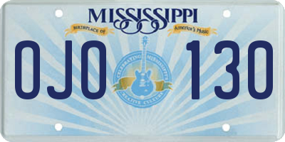 MS license plate OJO130