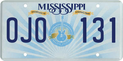 MS license plate OJO131