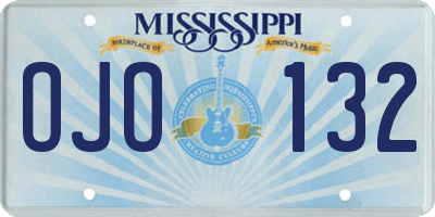 MS license plate OJO132