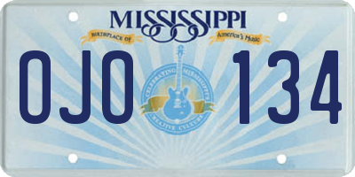 MS license plate OJO134