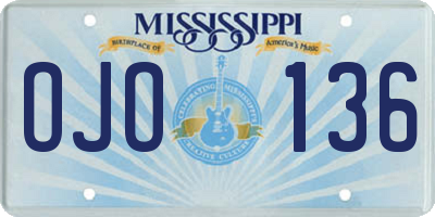 MS license plate OJO136