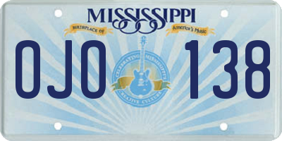 MS license plate OJO138