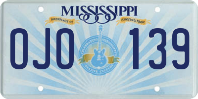 MS license plate OJO139