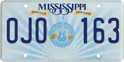 MS license plate OJO163