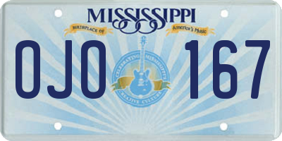 MS license plate OJO167
