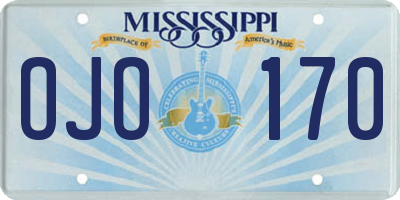 MS license plate OJO170