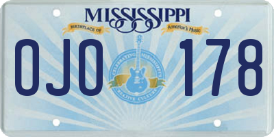 MS license plate OJO178
