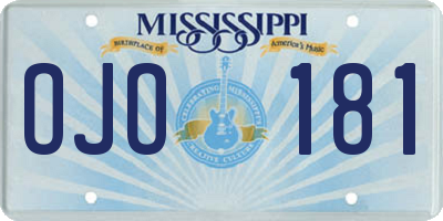 MS license plate OJO181